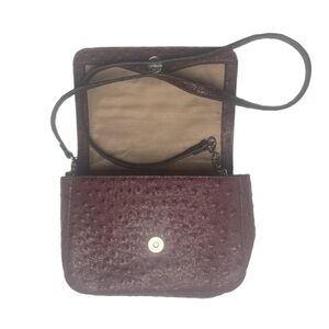 HOUSE OF JOR burgundy faux leather ostrich print crossbody